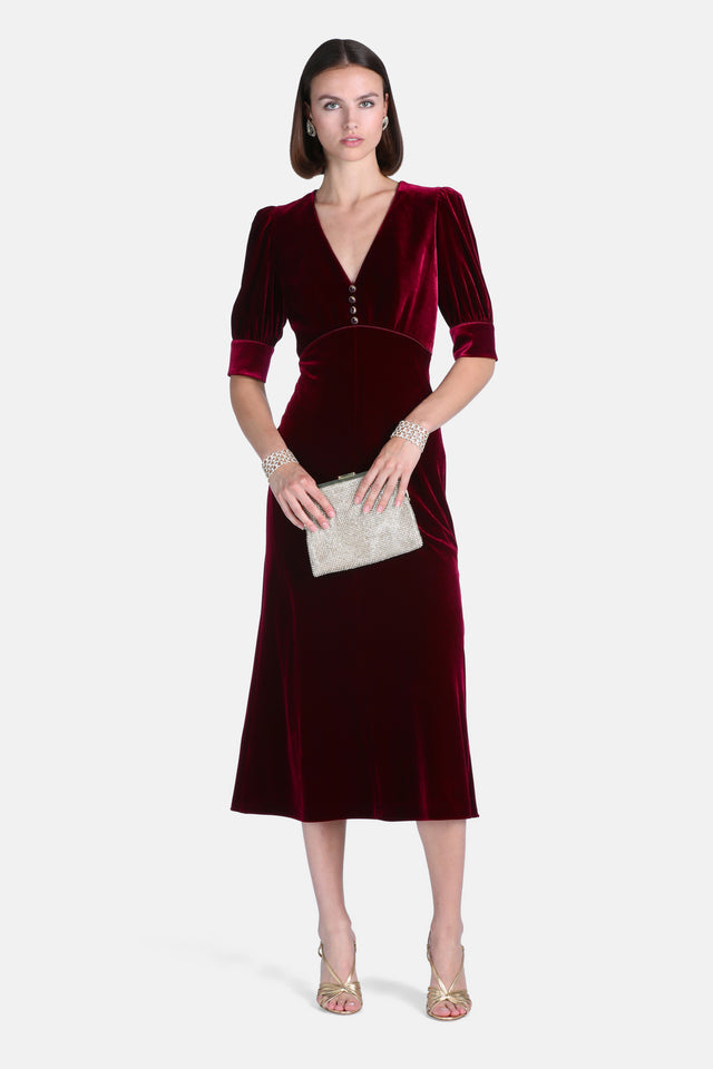 Gray Silk And Viscose Velvet Midi Dress
