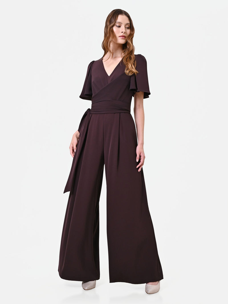 Wrap-Front Palazzo Jumpsuit