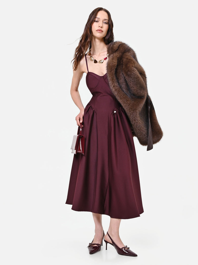 Satin Bustier Midi Dress