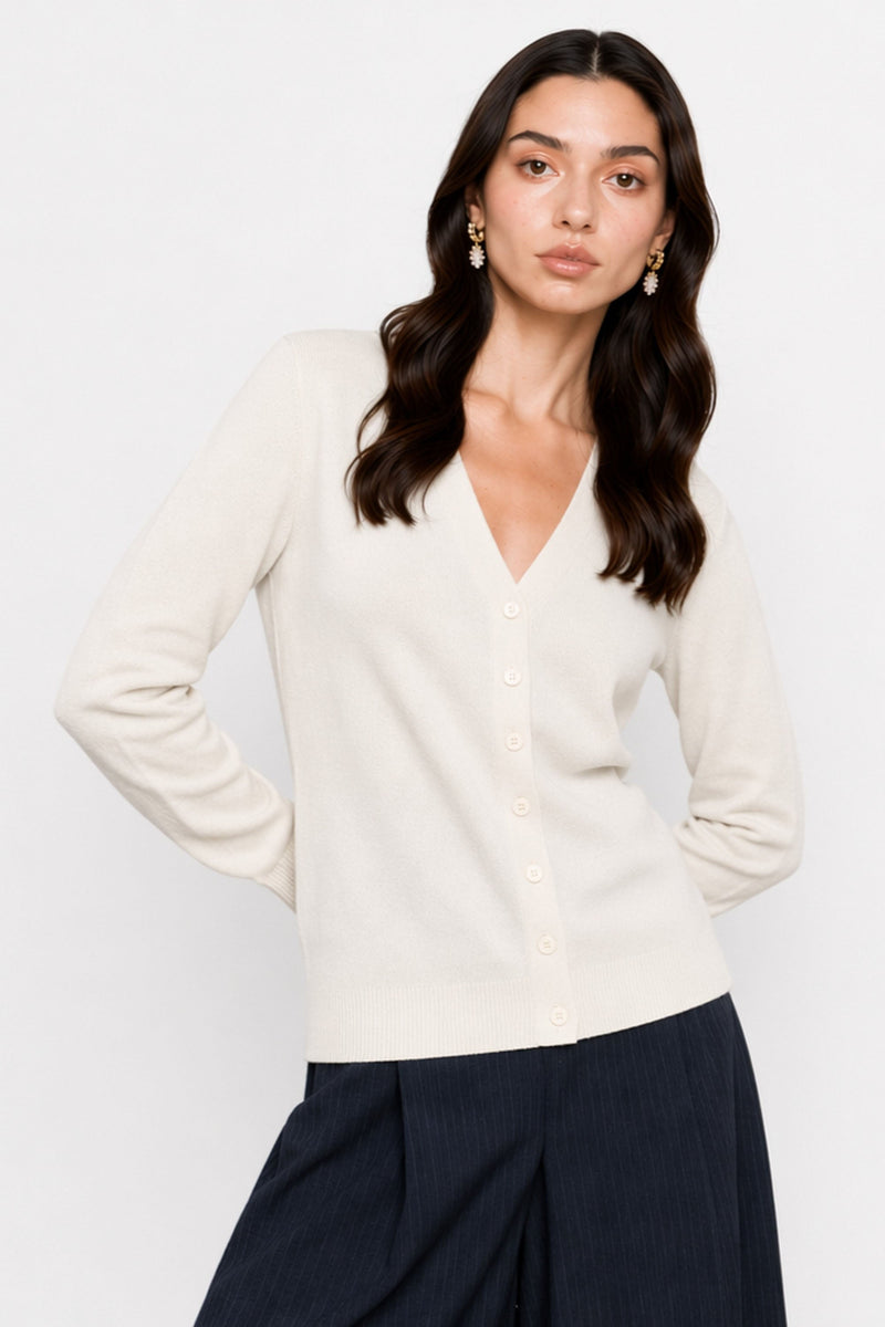 Luanzen Viscose and Wool V-Neck Cardigan