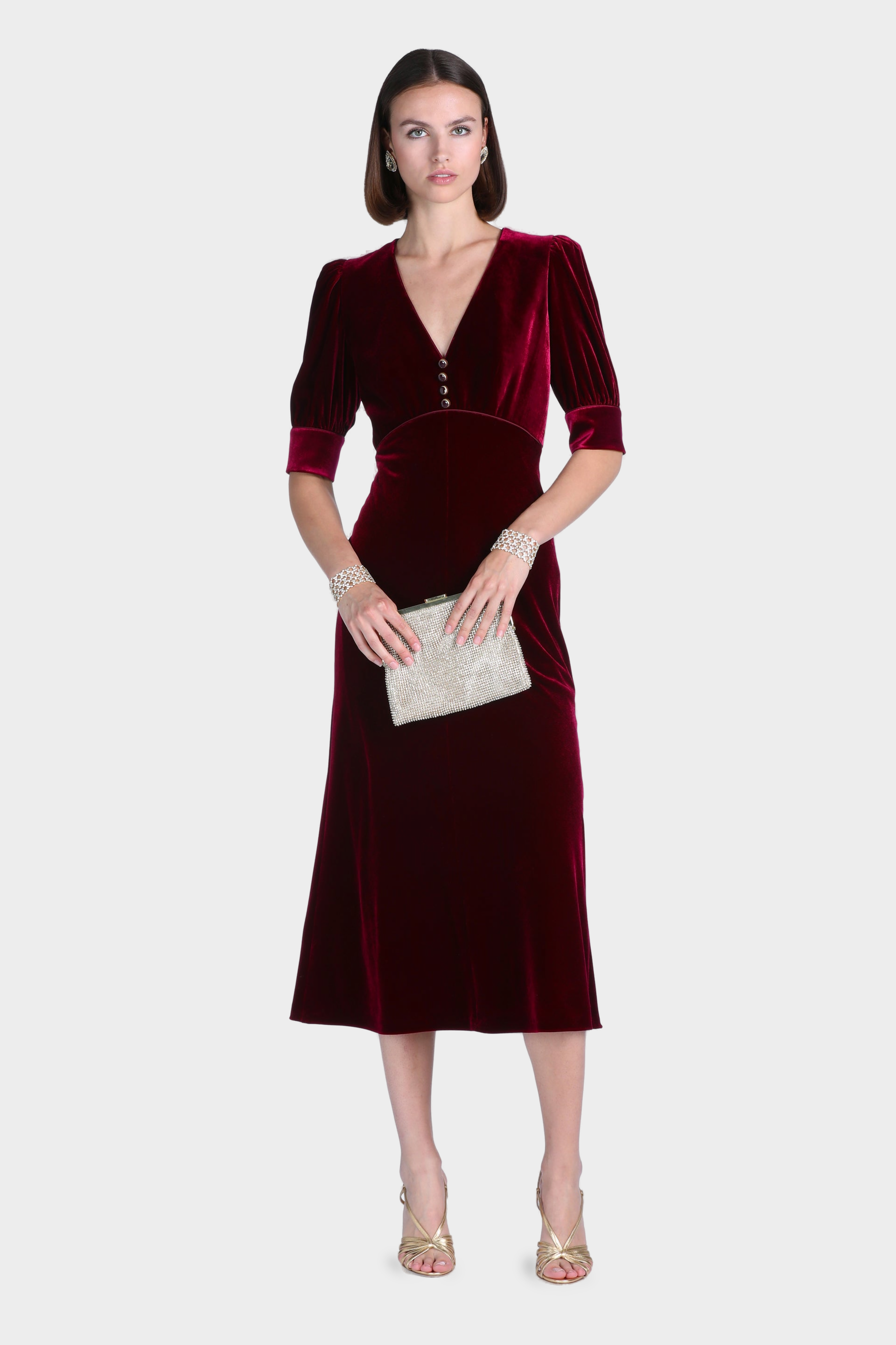 Gray Silk And Viscose Velvet Midi Dress