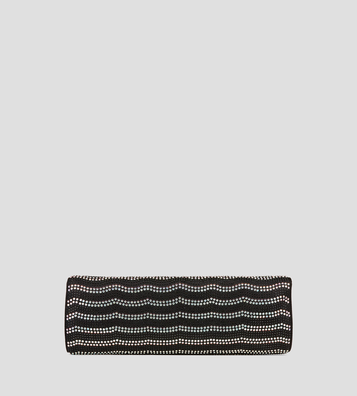 Nora Crystal Satin Clutch in Black, view 3
