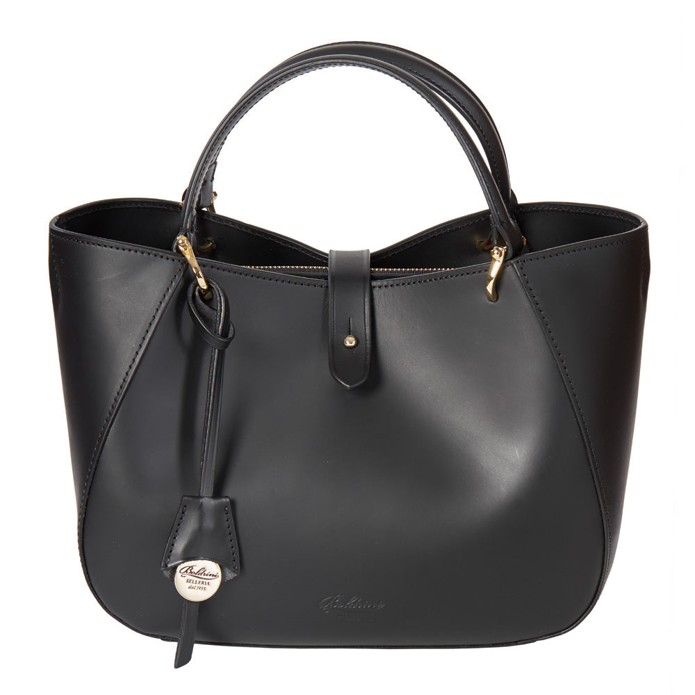 Sofia Leather Top-Handle Bag in Black, primary view