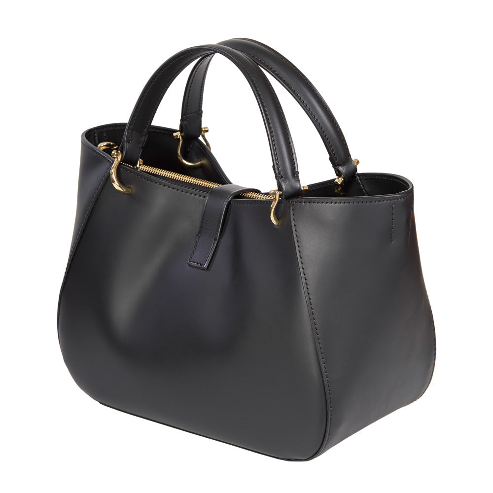Sofia Leather Top-Handle Bag in Black, view 2