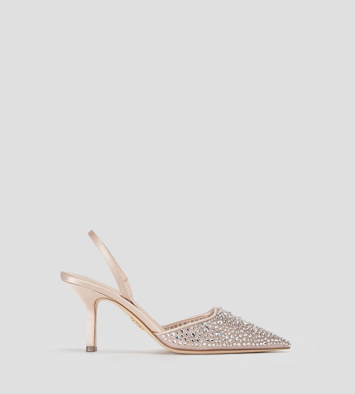 Tempo Graduated Crystal Satin Slingbacks in Blush