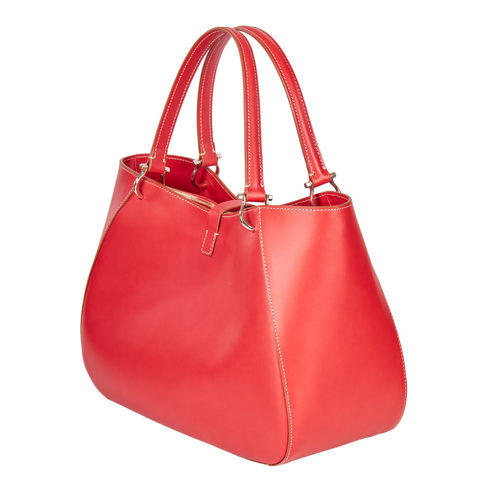 Camilla Leather Tote in Red, view 2