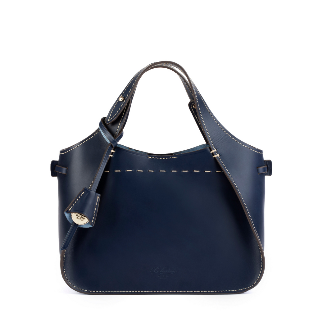 Noa Leather Top-Handle Bag in Navy, primary view