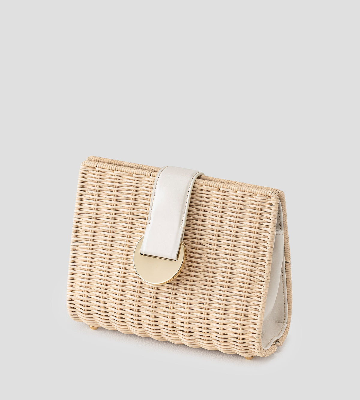 Nerea Wicker Clutch in Natural & White, view 3