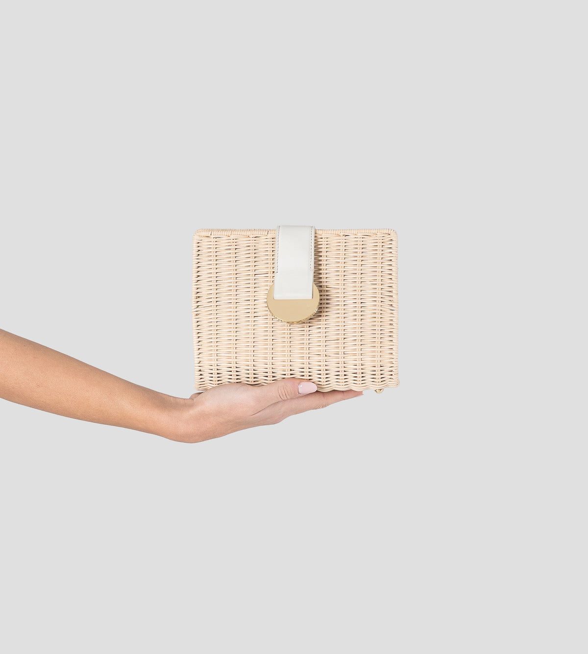Nerea Wicker Clutch in Natural & White, view 2
