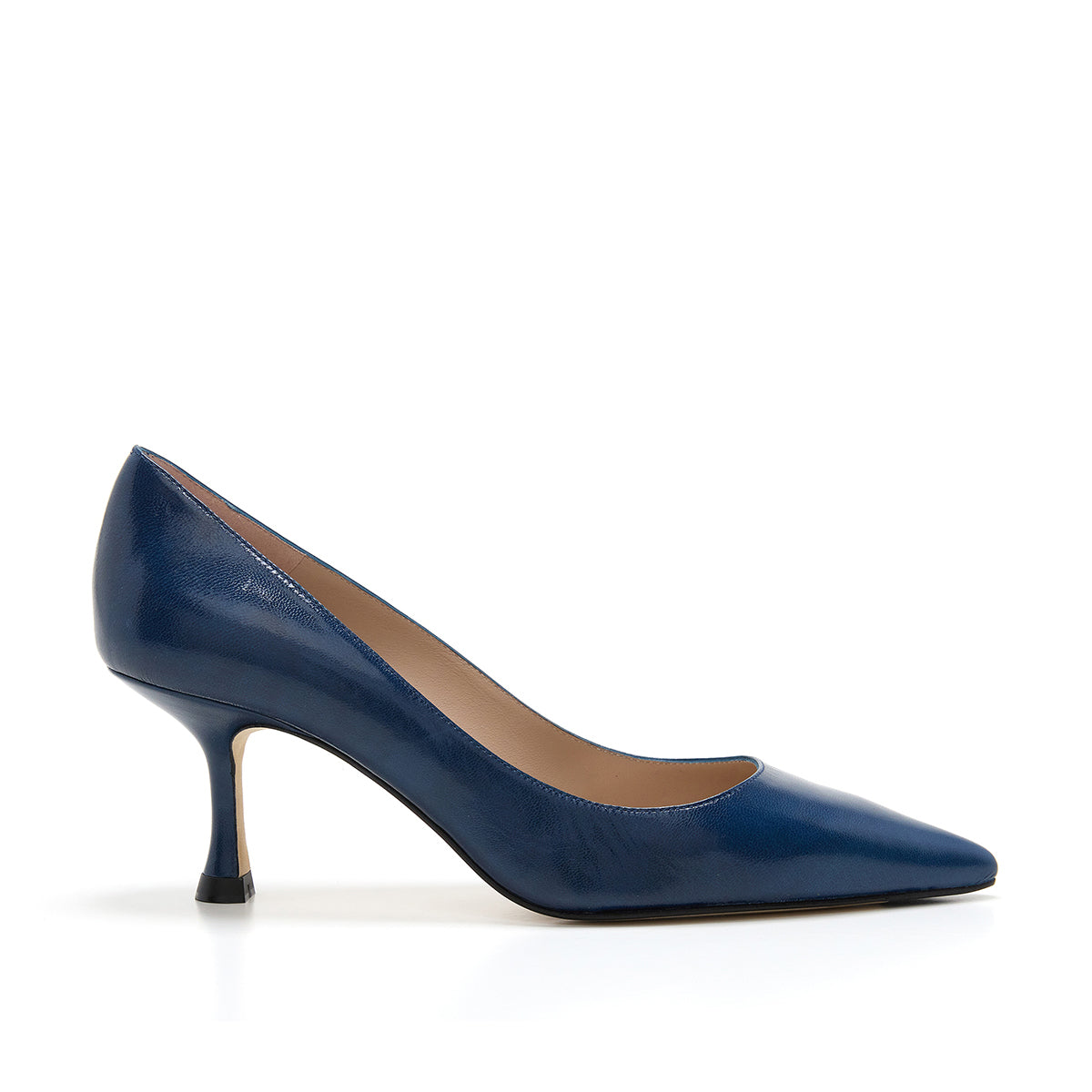 Maria Leather Pumps in Navy