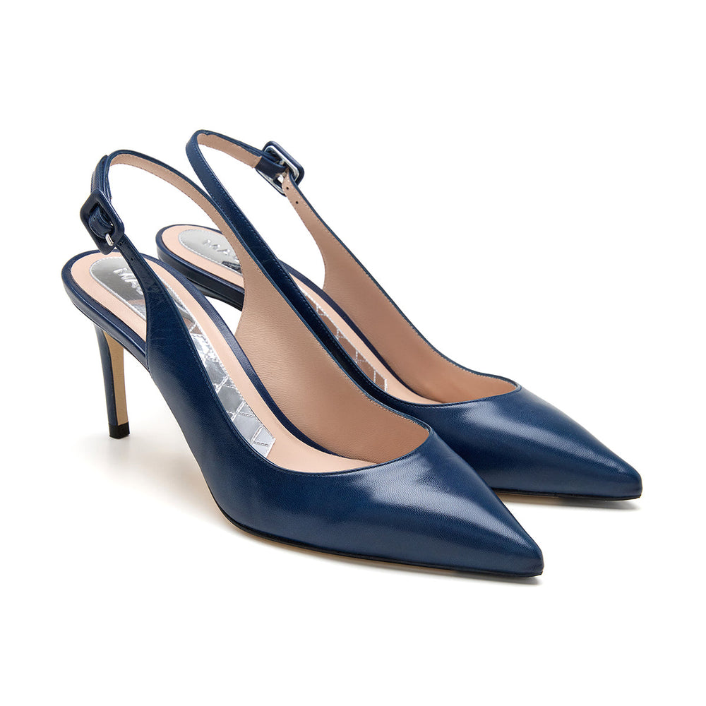 Coral Leather Slingbacks in Navy [fp-color:navy]