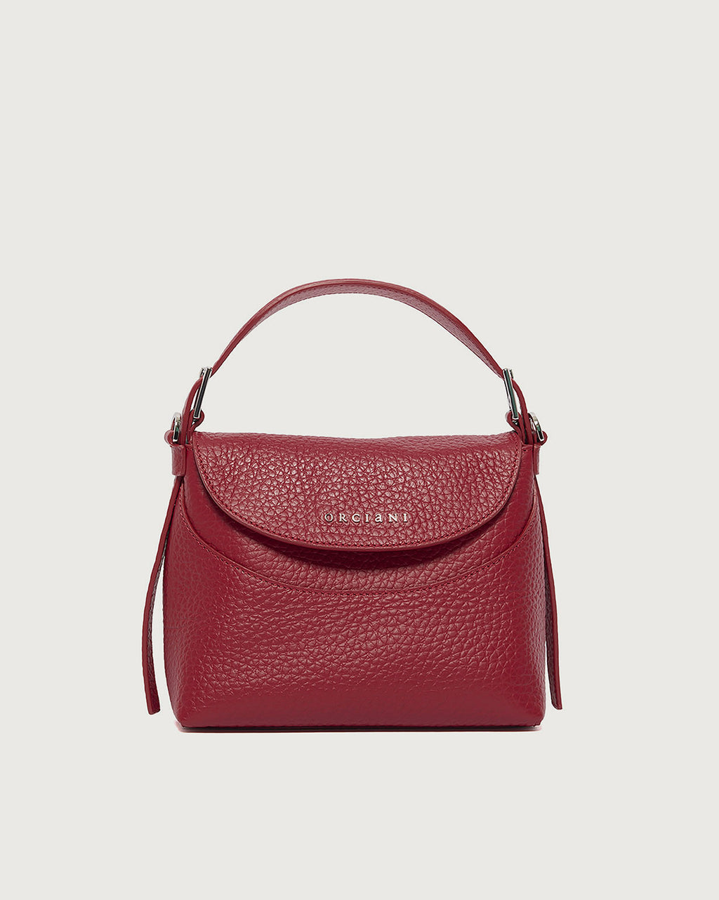 Line Small Grained Leather Handbag with Strap