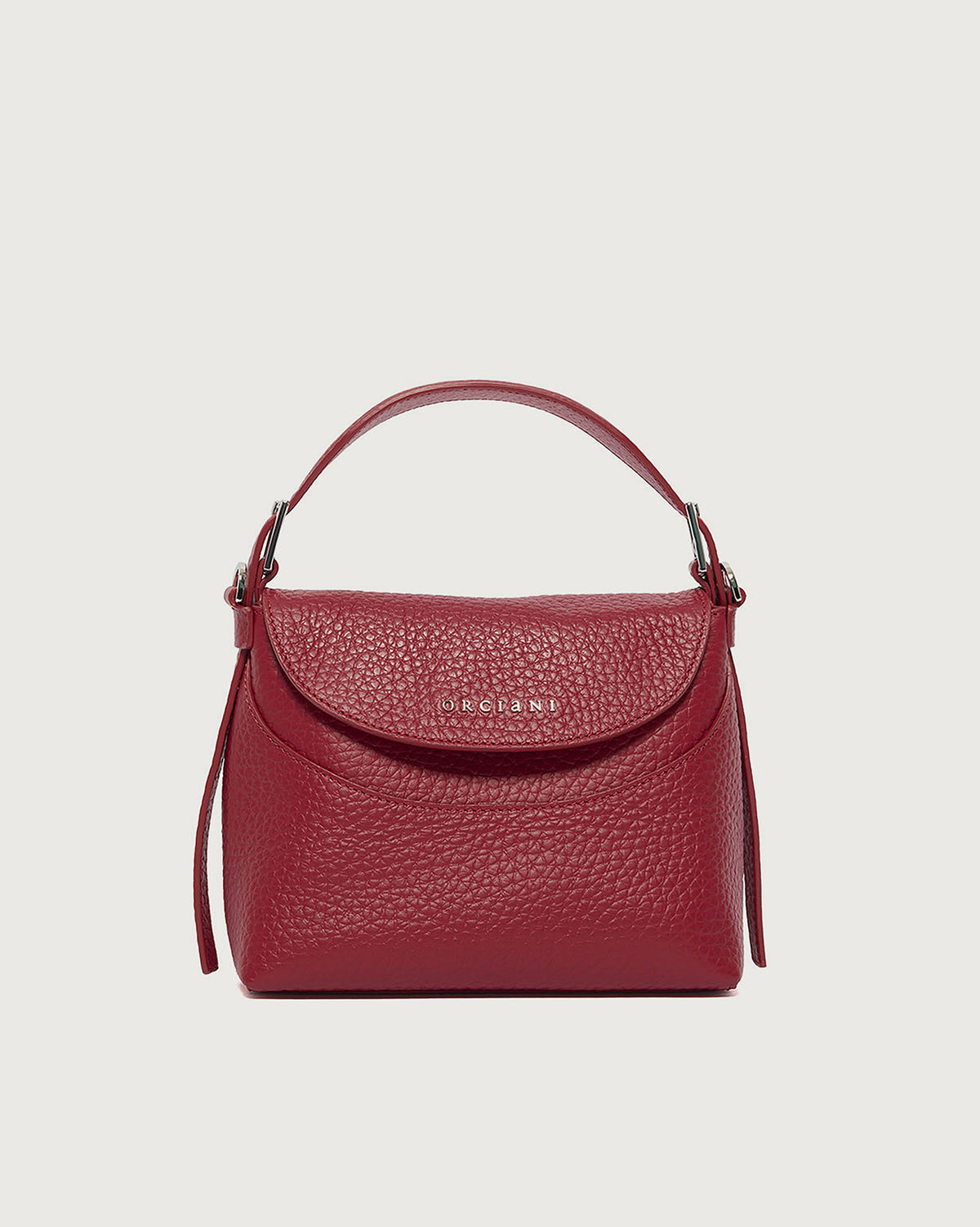 Line Small Grained Leather Handbag with Strap