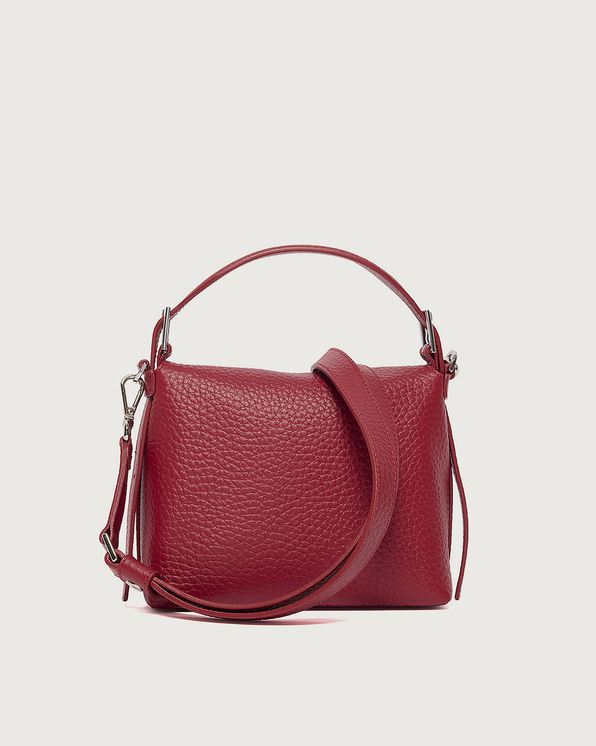 Line Small Grained Leather Handbag with Strap
