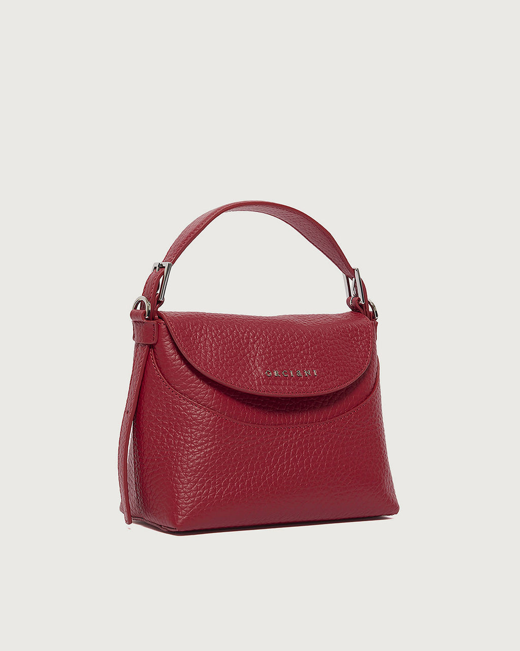 Line Small Grained Leather Handbag with Strap