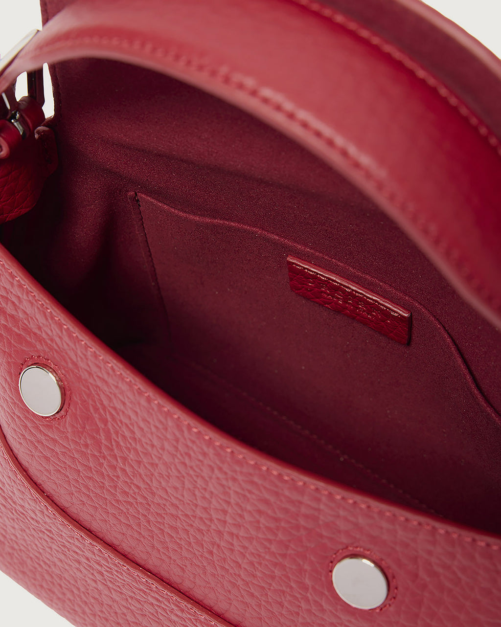 Line Small Grained Leather Handbag with Strap