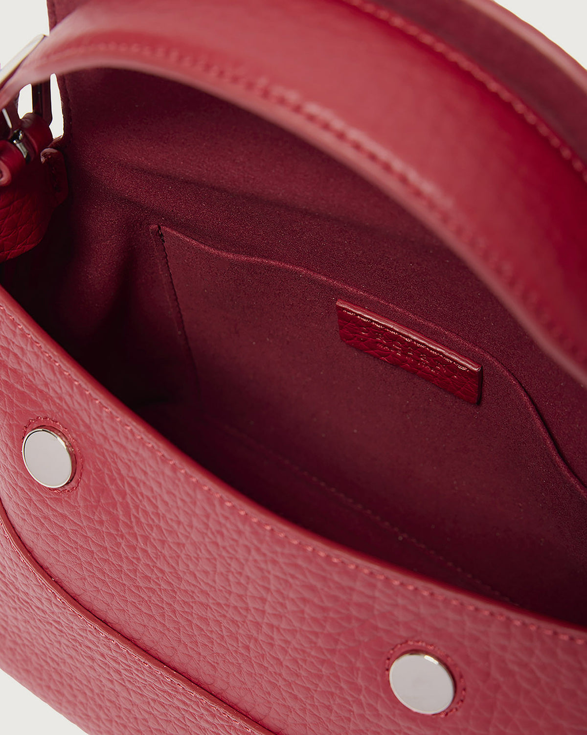 Line Small Grained Leather Handbag with Strap