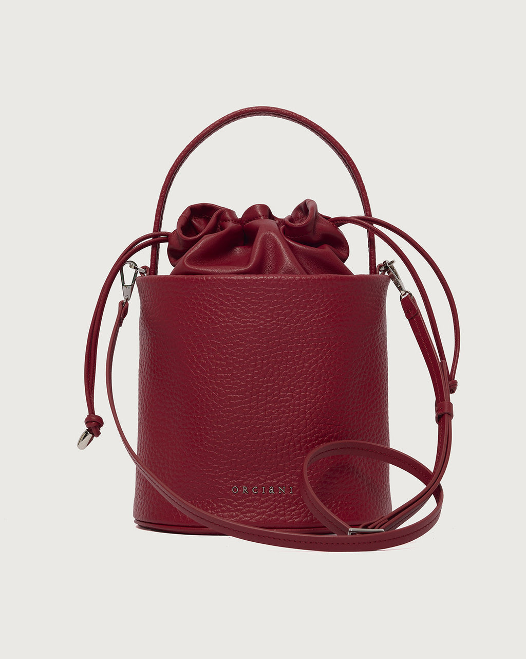 Contour Small Hammered Leather Bucket Bag