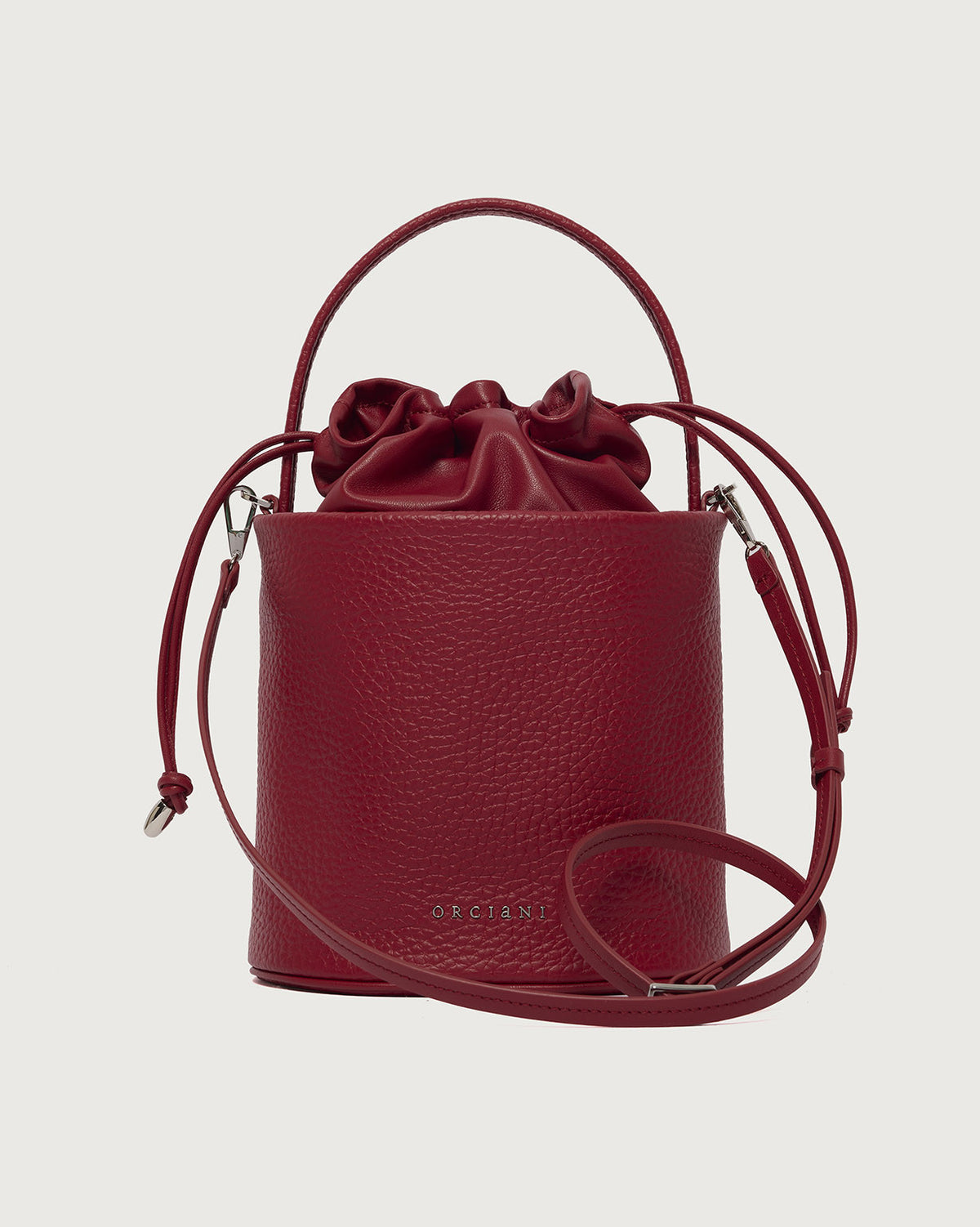 Contour Small Hammered Leather Bucket Bag