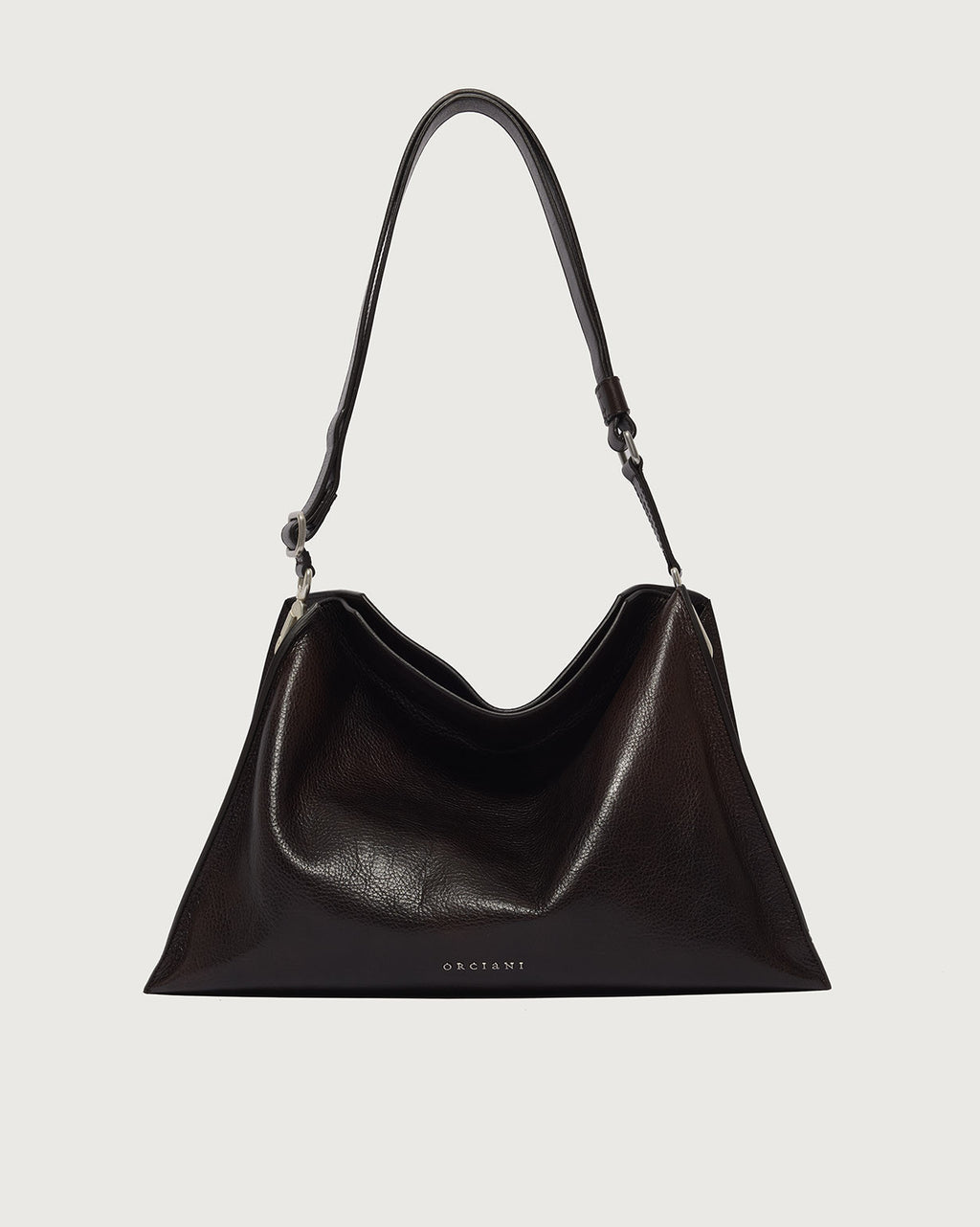 Curve Three-Compartment Leather Shoulder Bag