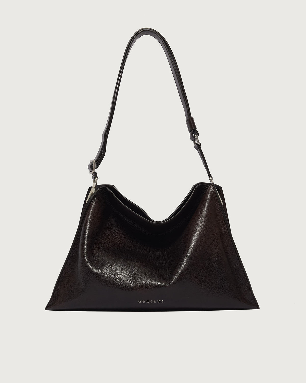 Curve Three-Compartment Leather Shoulder Bag