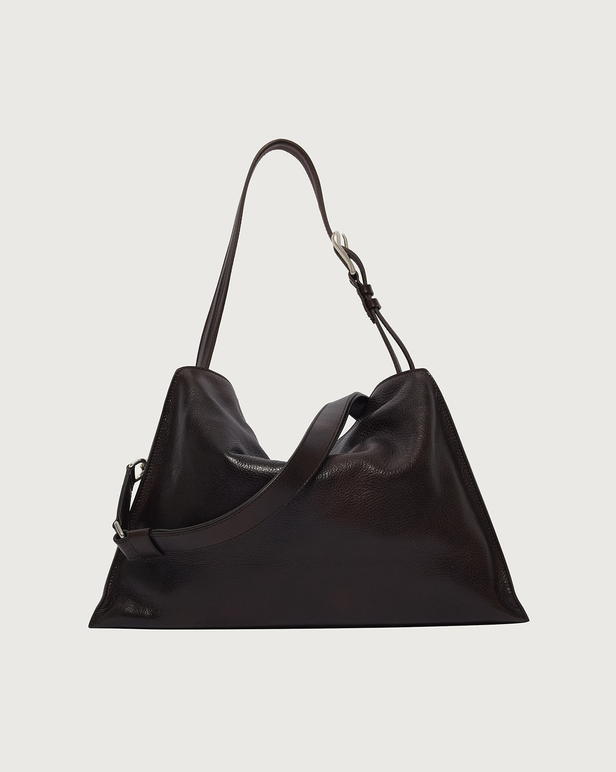 Curve Three-Compartment Leather Shoulder Bag