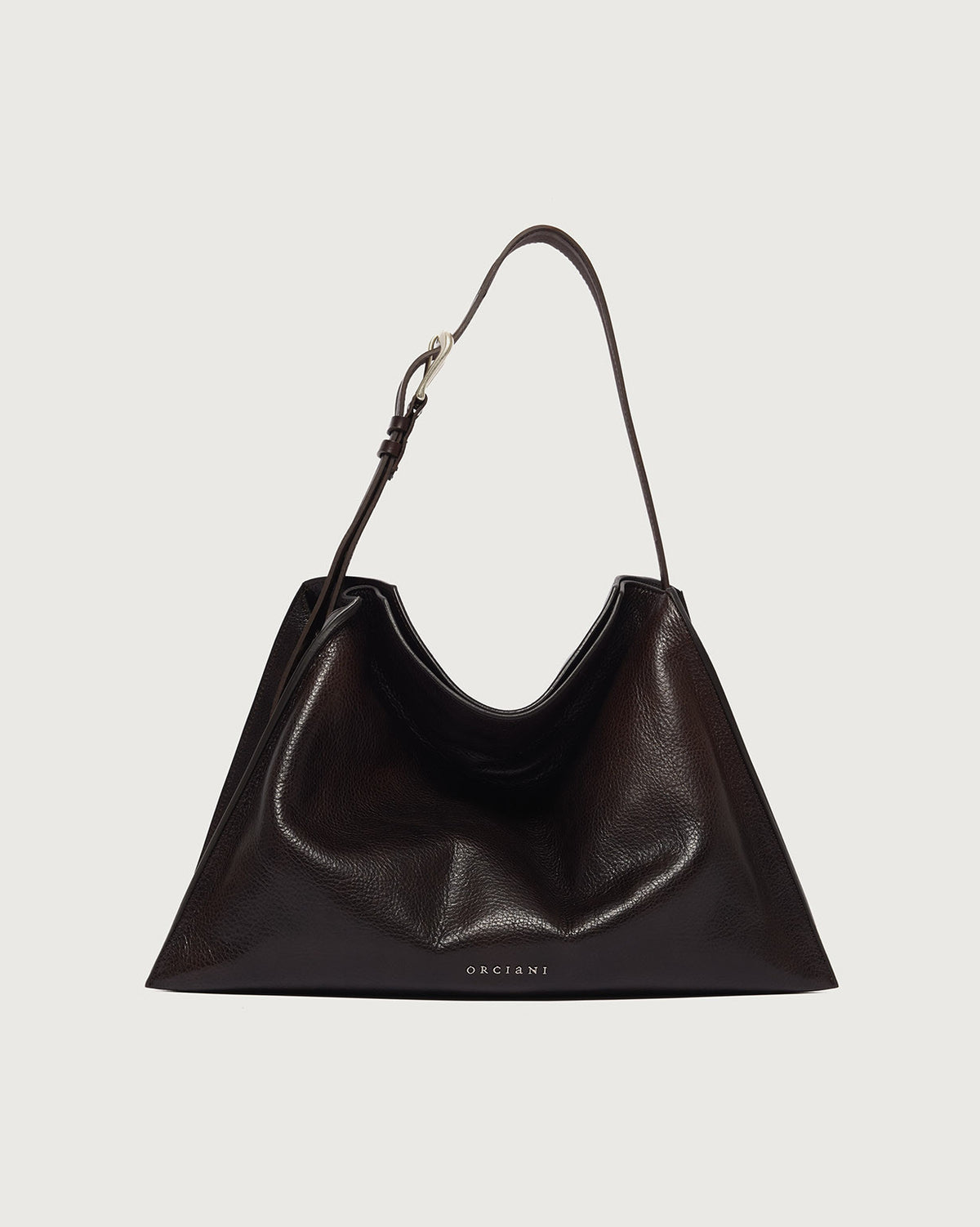 Curve Three-Compartment Leather Shoulder Bag