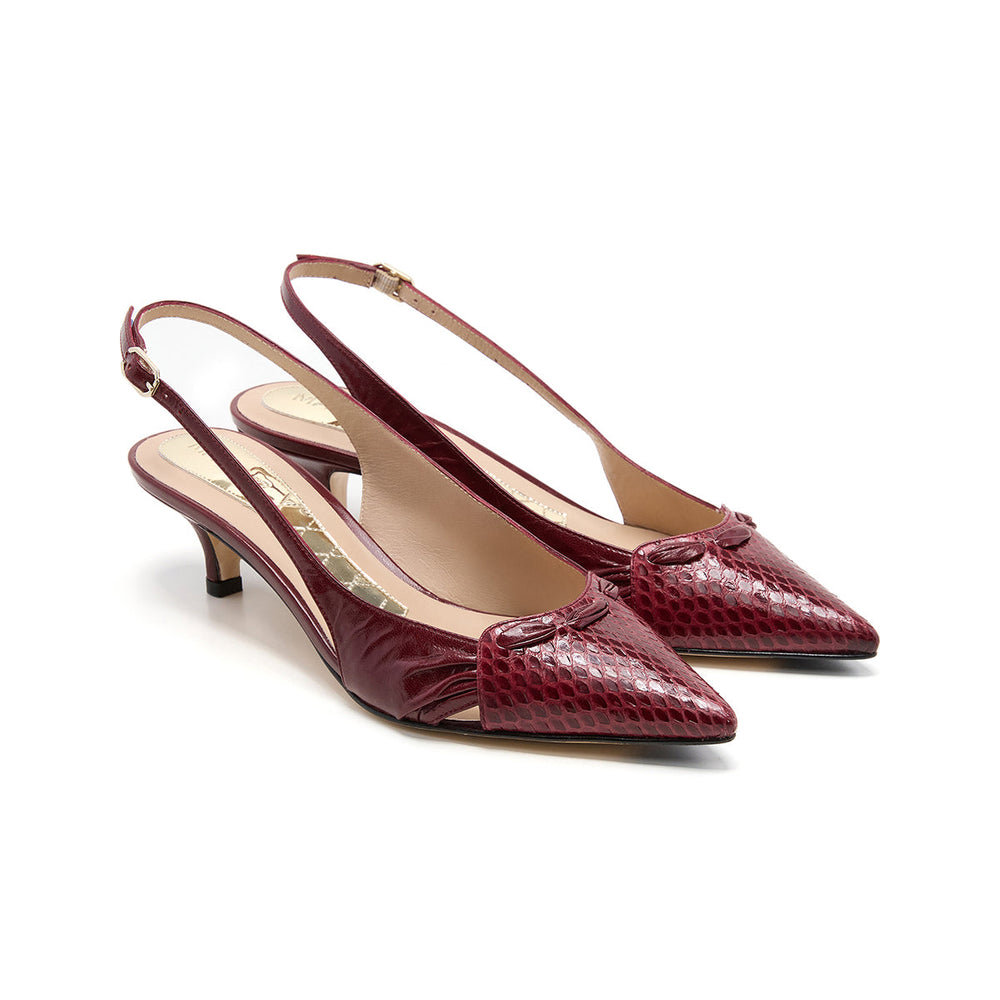 Iris Leather Slingbacks in Burgundy [fp-color:burgundy]