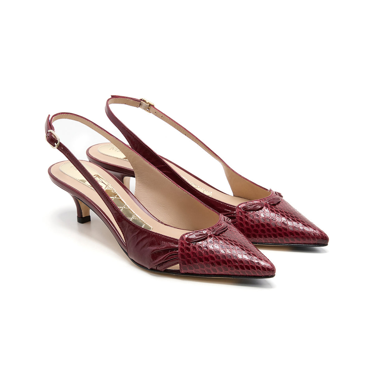 Iris Leather Slingbacks in Burgundy