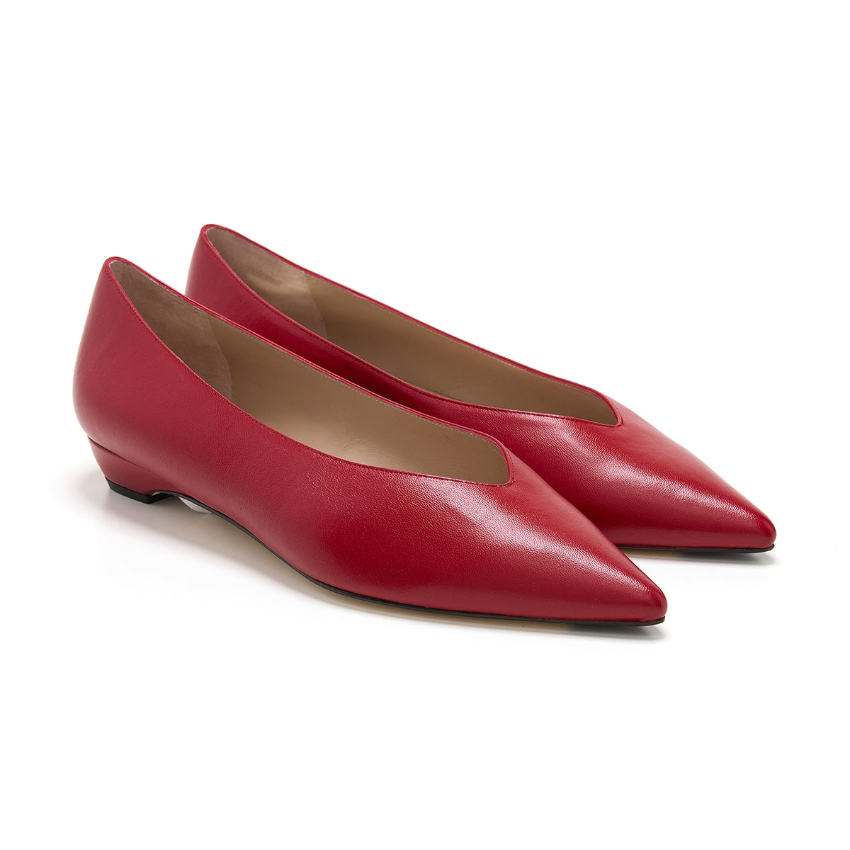 Tempo Leather Ballet Flats in Red