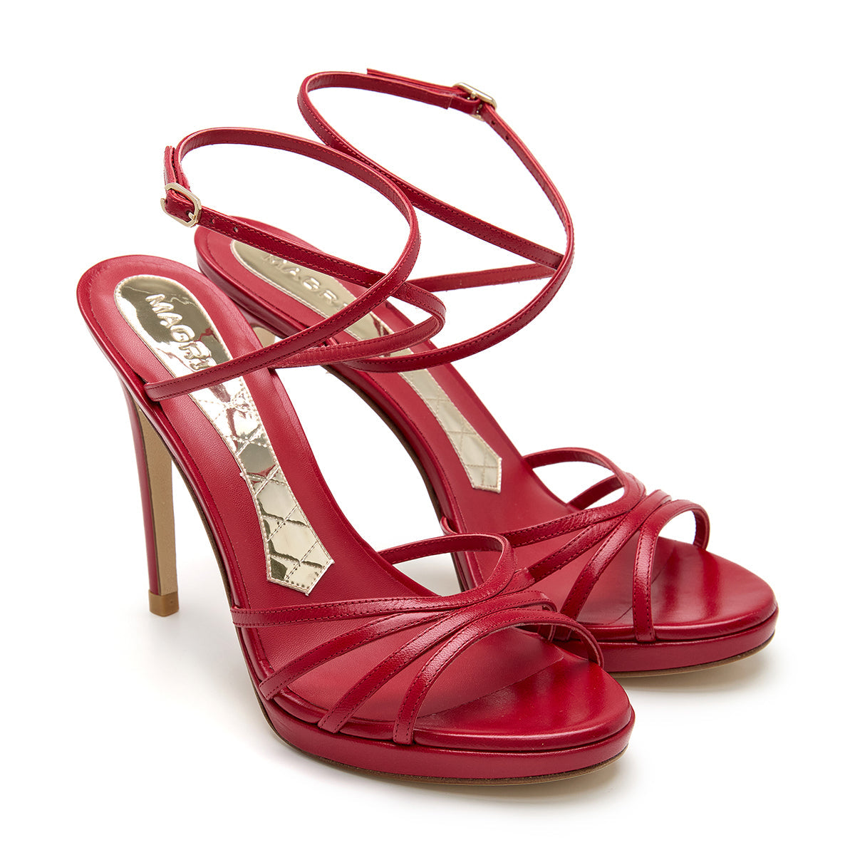 Tempo Leather Platform Sandals in Red