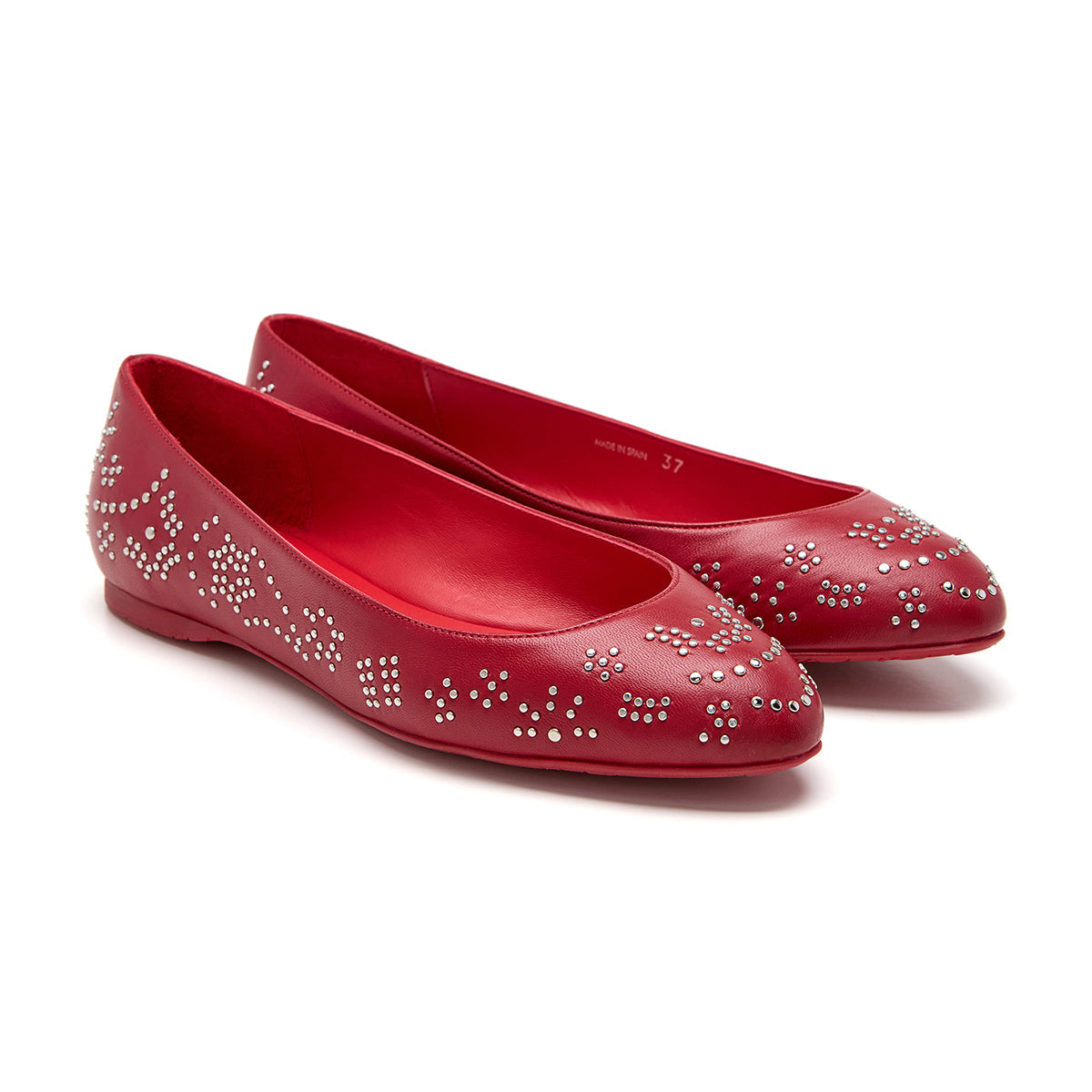 Rocio Studded Ballet Flats in Red