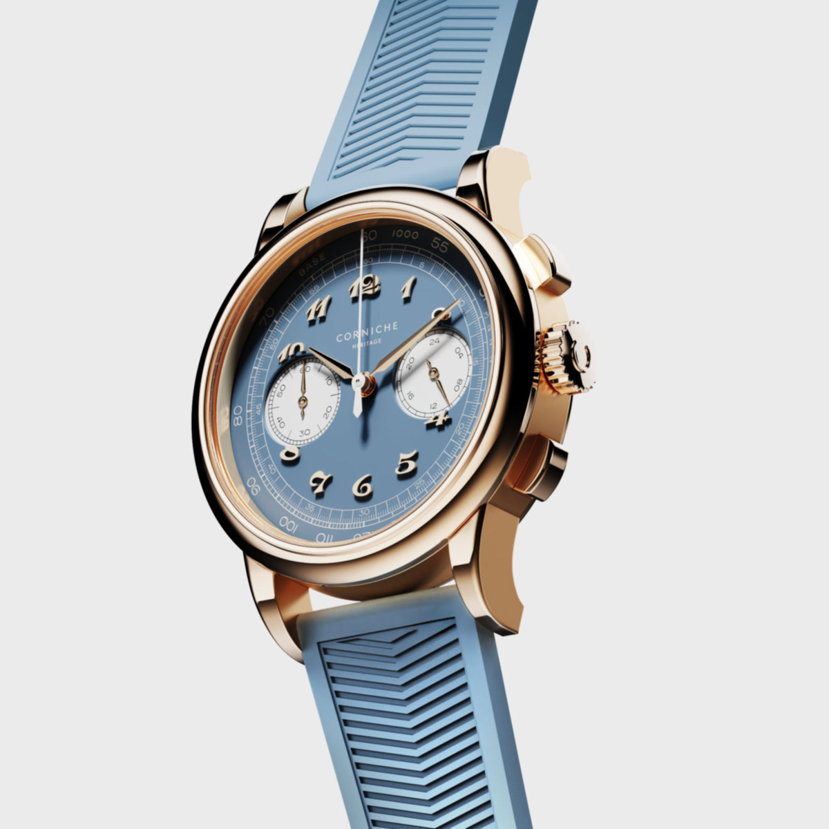 Heritage Chronograph 39 mm in Light Blue / Rose Gold, view 2