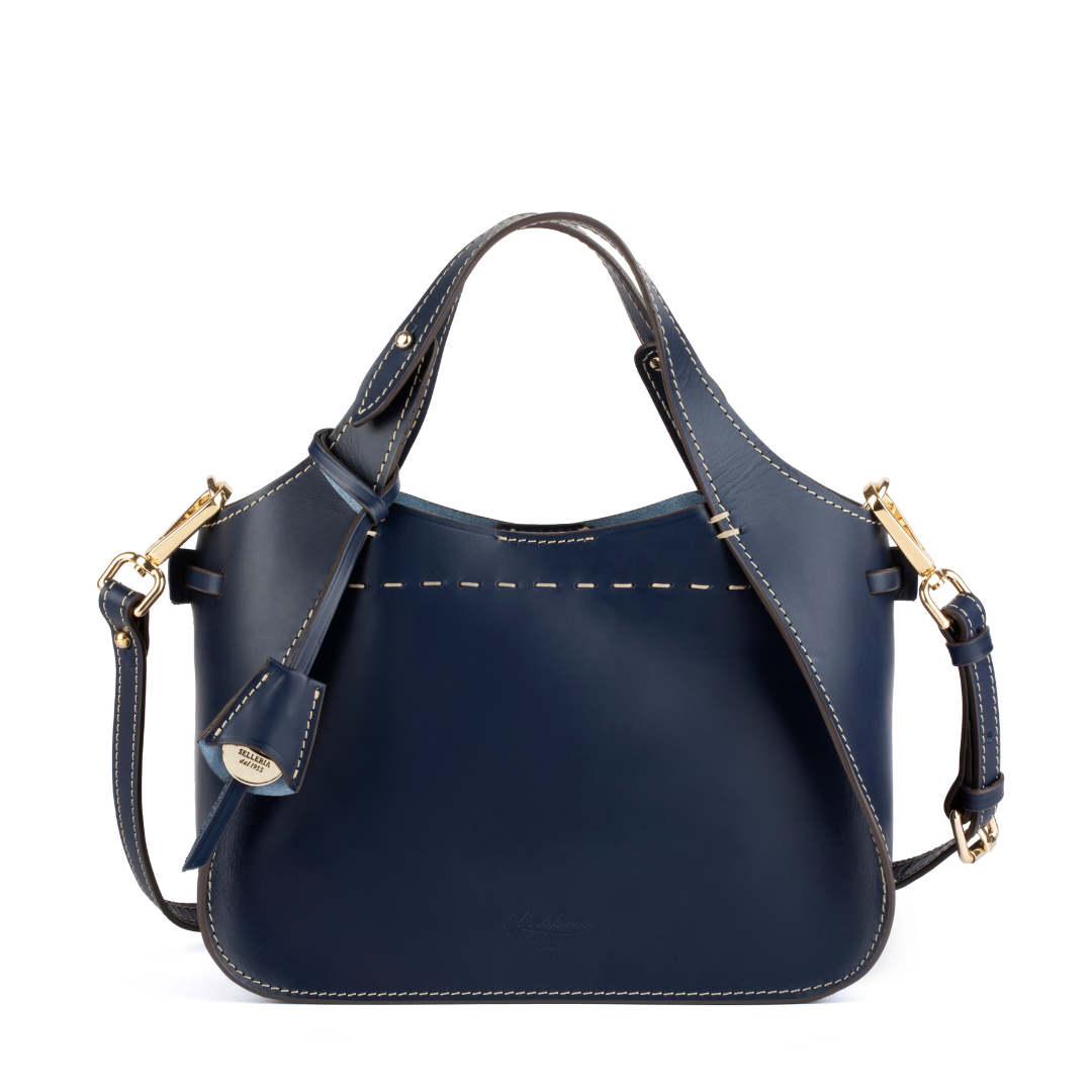 Noa Leather Top-Handle Bag in Navy, view 2