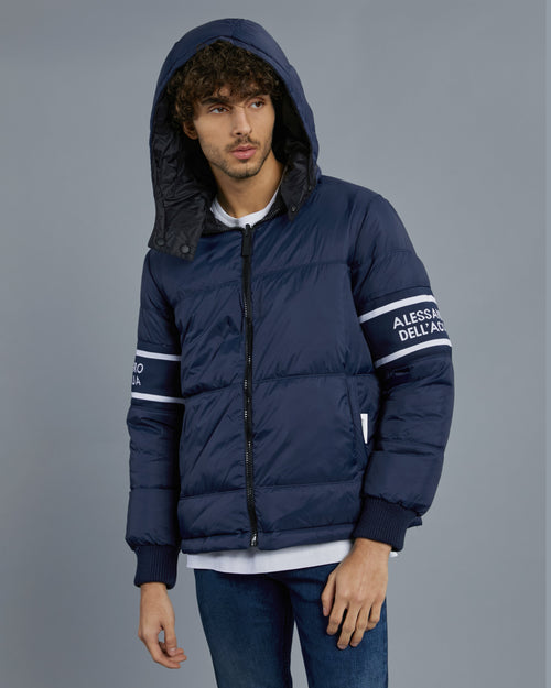 ADA Knitted Sleeve Reversible Puffer Jacket, view 2 [fp-color:black-and-navy]