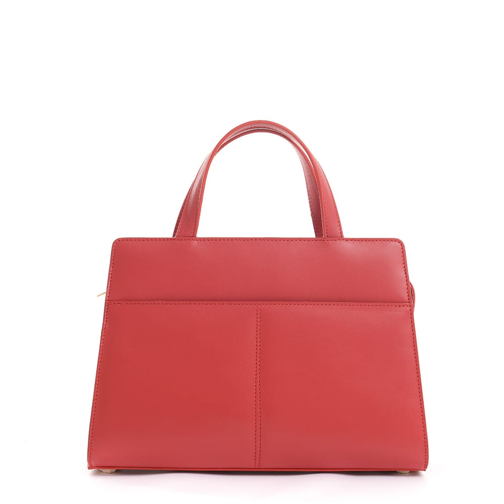 Ines Trill Leather Satchel in Red, view 2