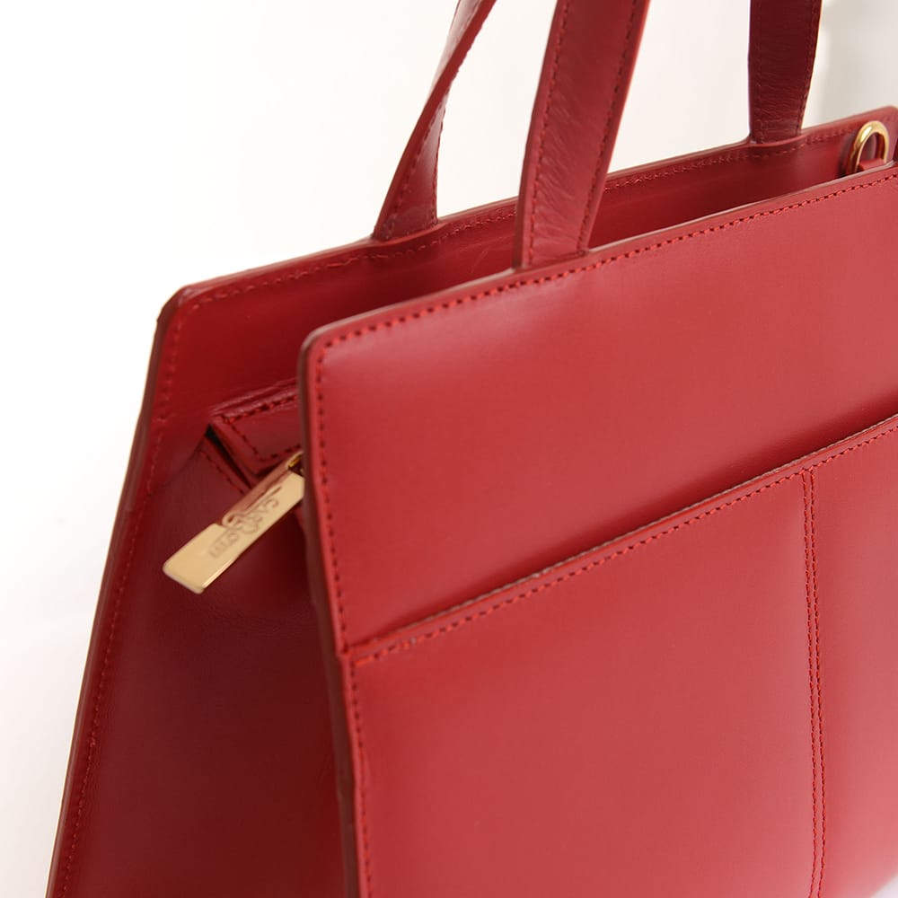 Ines Trill Leather Satchel in Red, view 3