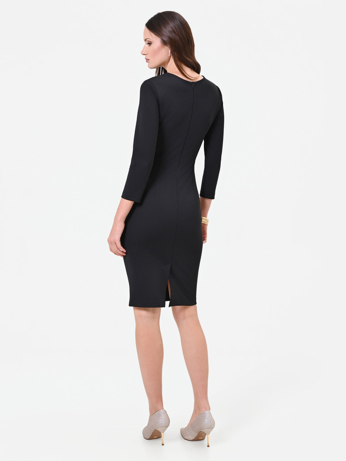 Draped Sheath Dress in Black, view 2