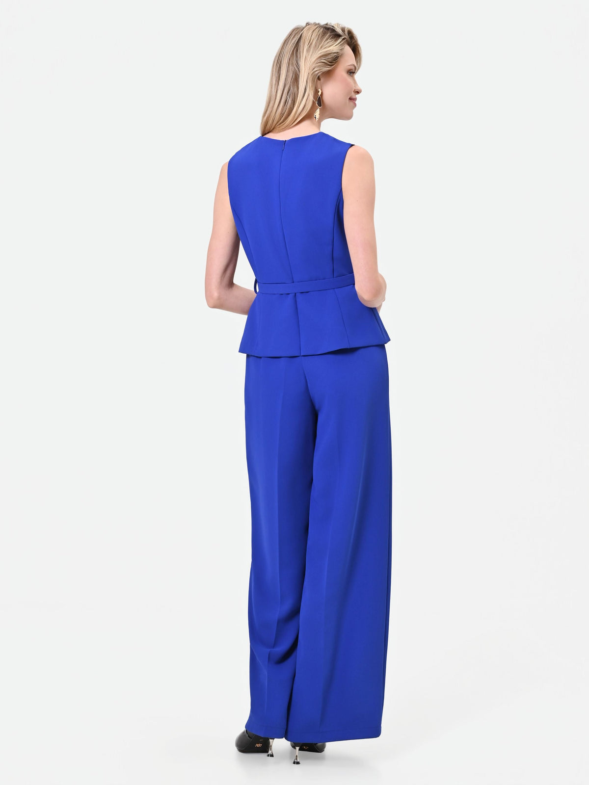 Fluid Wide-Leg Jumpsuit in Bright Blue, view 3
