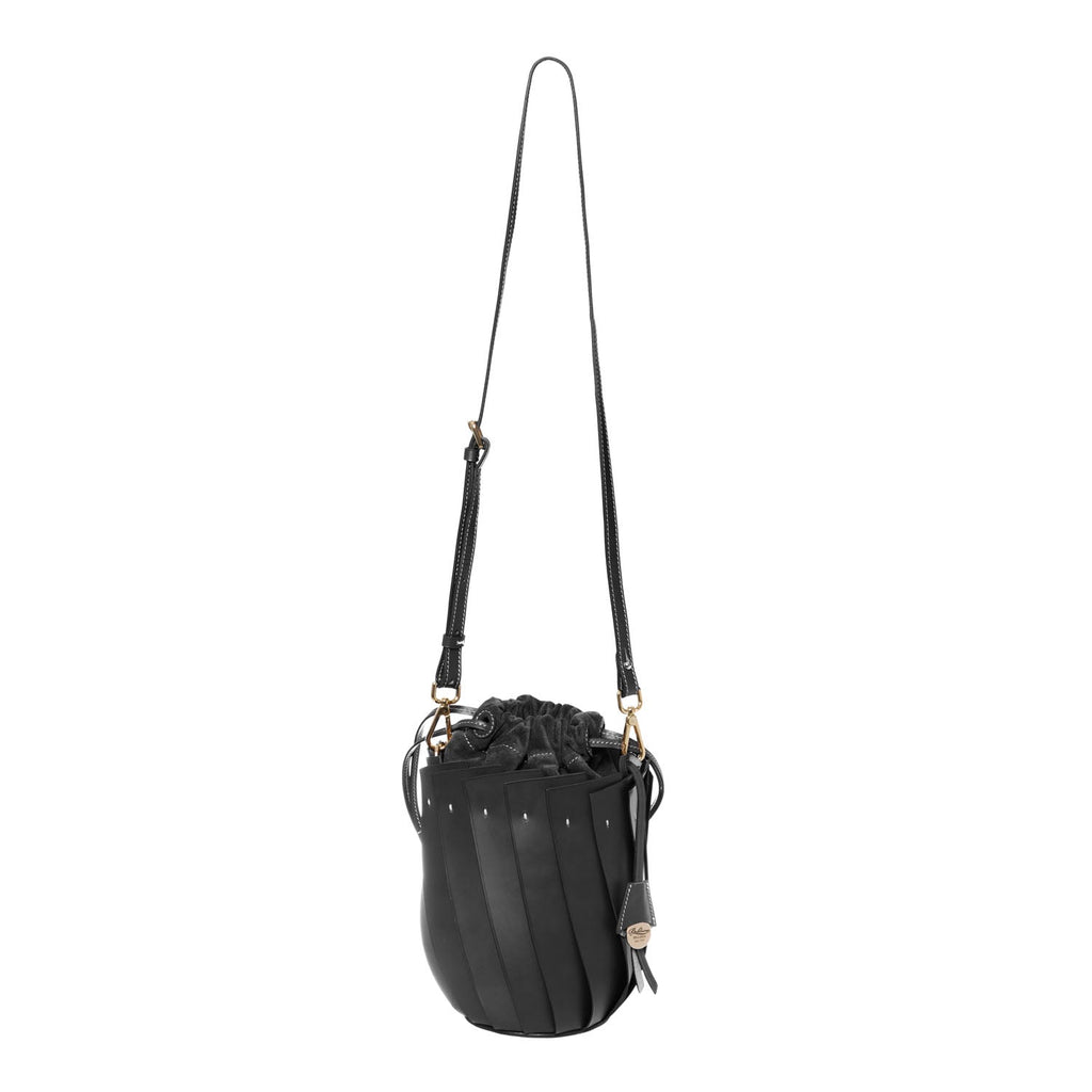 Ines Leather Bucket Bag in Black, view 3