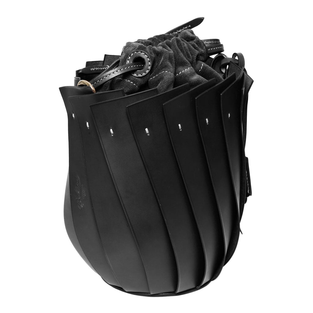 Ines Leather Bucket Bag in Black, view 2