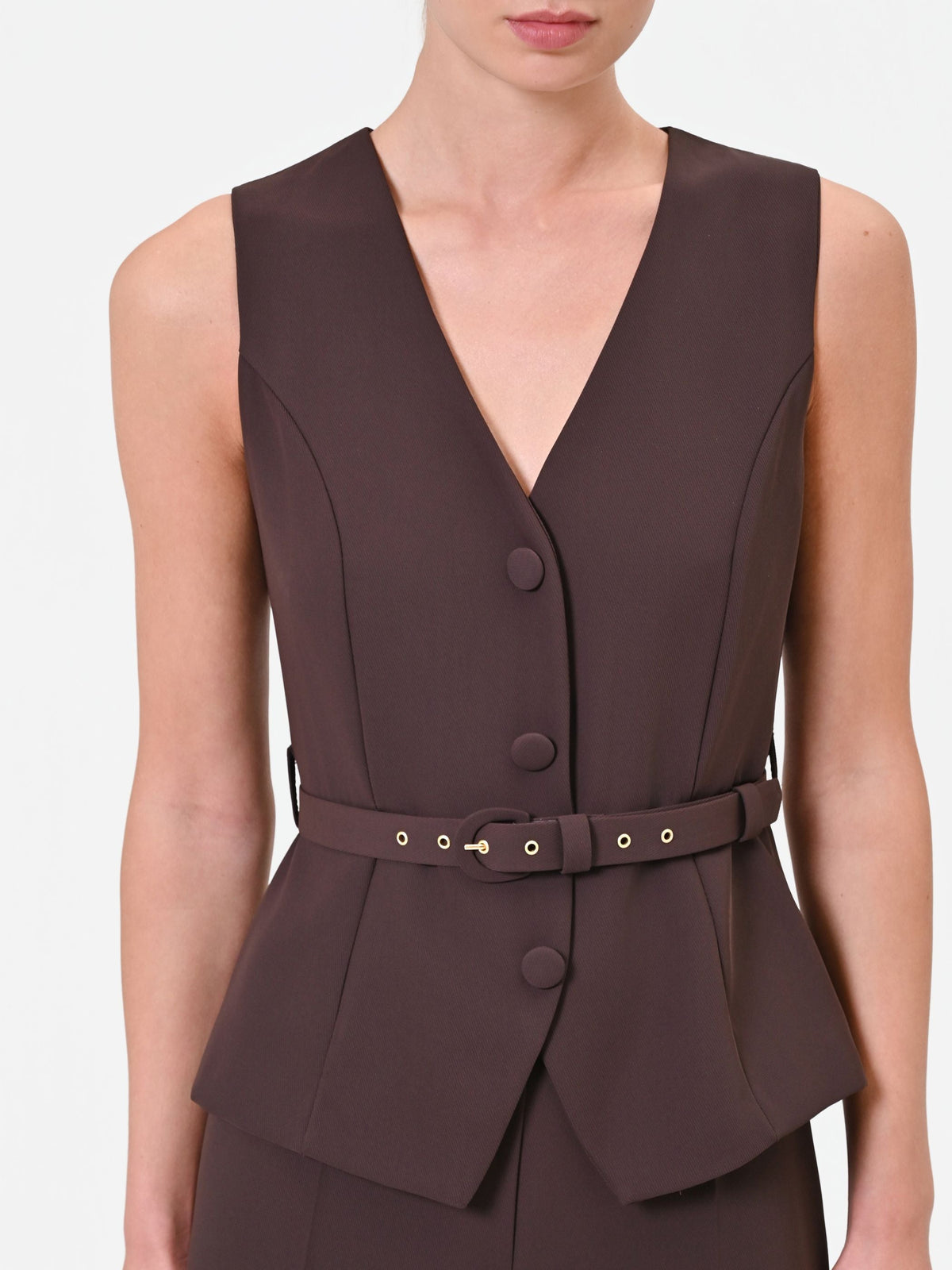 Fluid Wide-Leg Jumpsuit in Chocolate, view 4