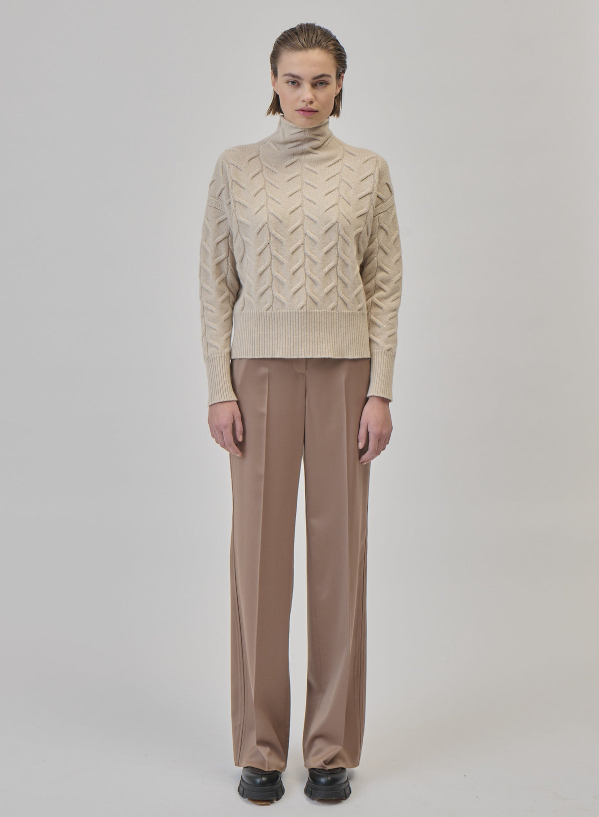 Flat Cable Cashmere and Wool Turtleneck — Lorena Antoniazzi (2)