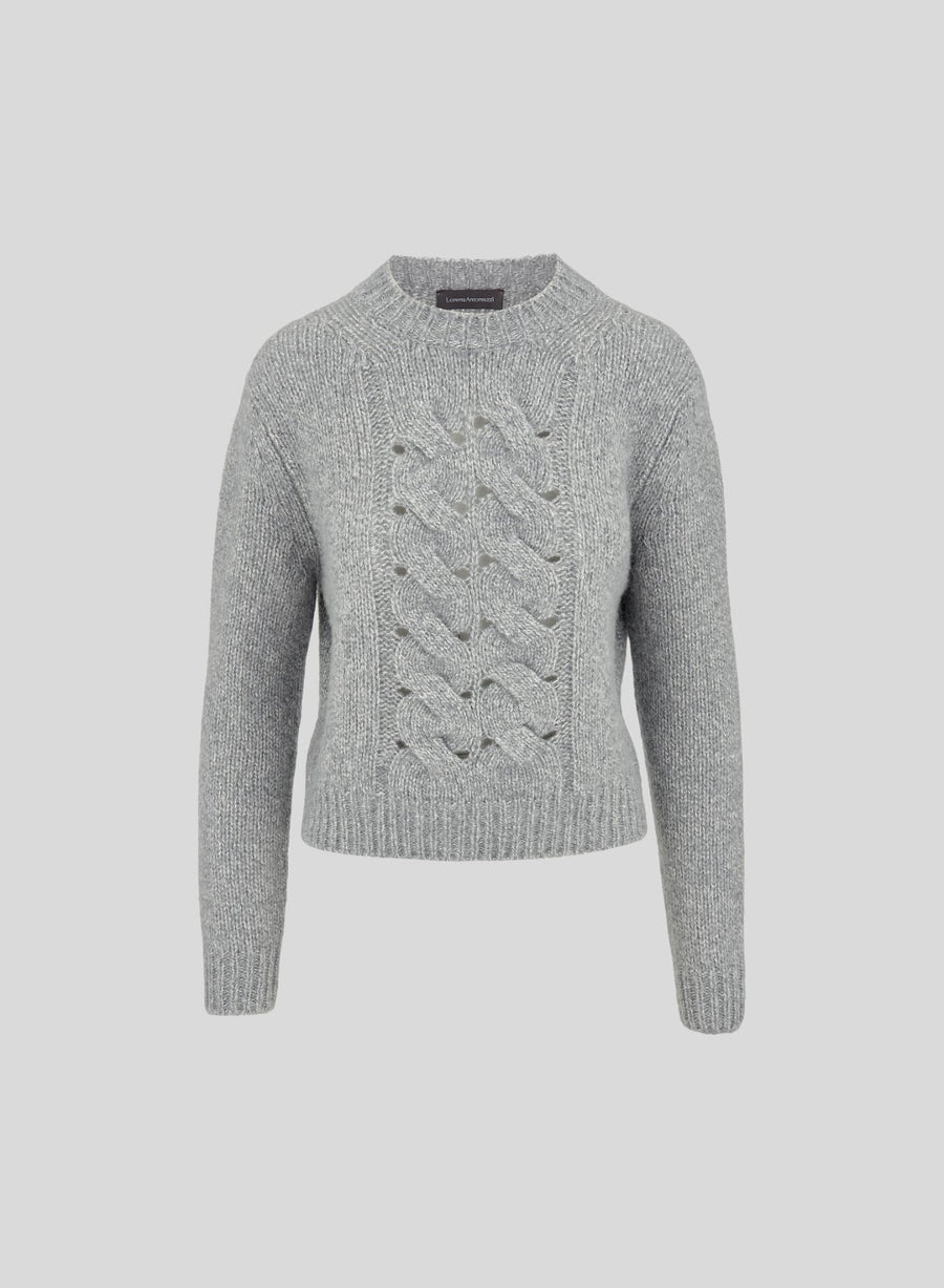 Frame Sculpted Cable Cashmere and Silk Sweater