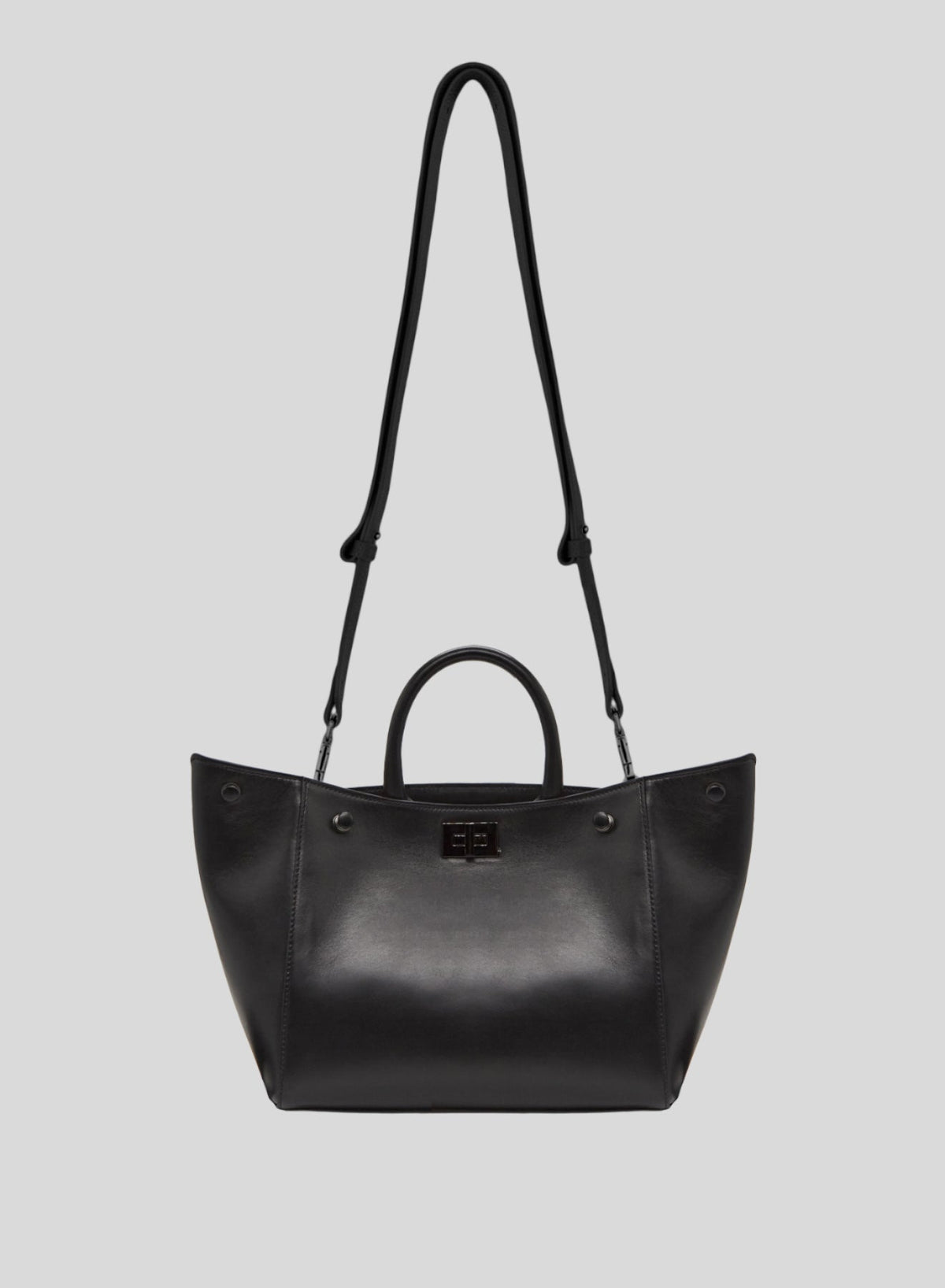 Iconic Large Leather Shoulder Bag in Black, view 2