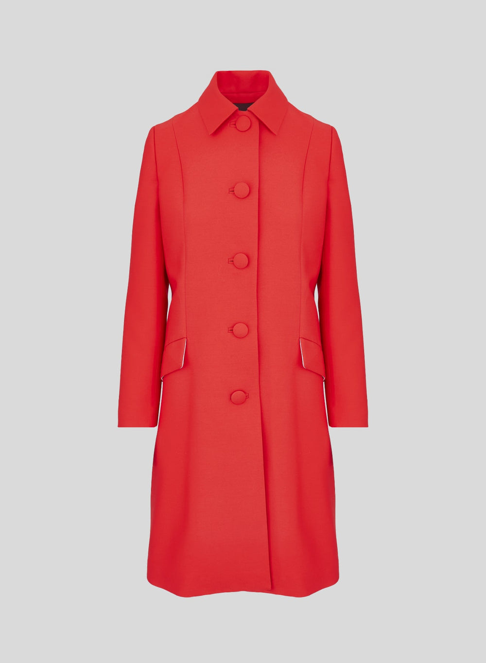 Single-Breasted Wool and Silk-Blend Coat in Red, primary view [fp-color:red]
