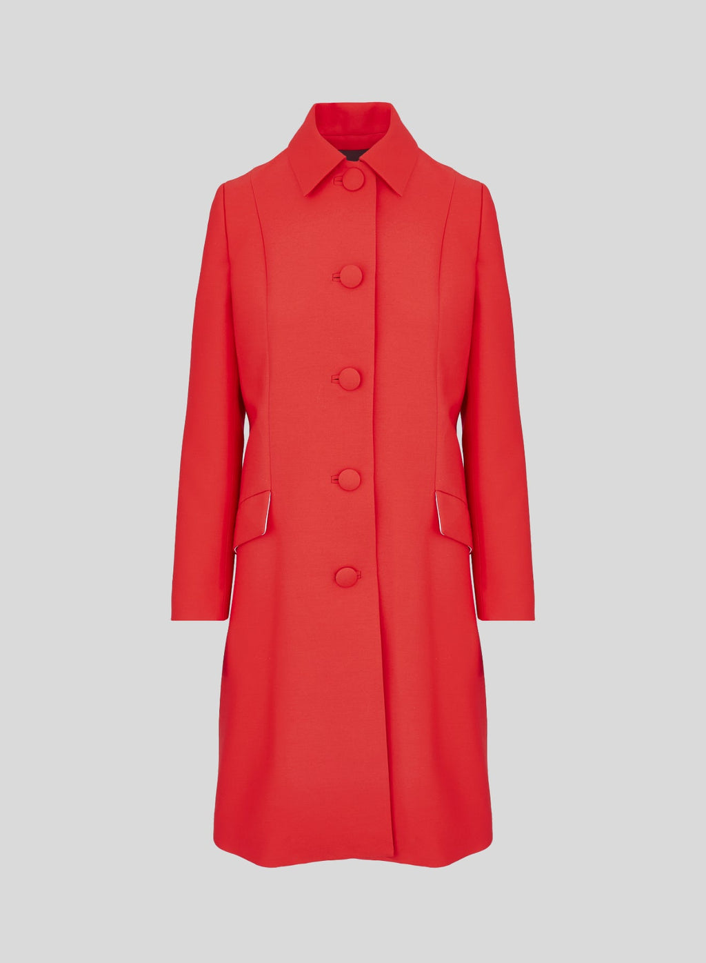 Single-Breasted Wool and Silk-Blend Coat in Red, primary view