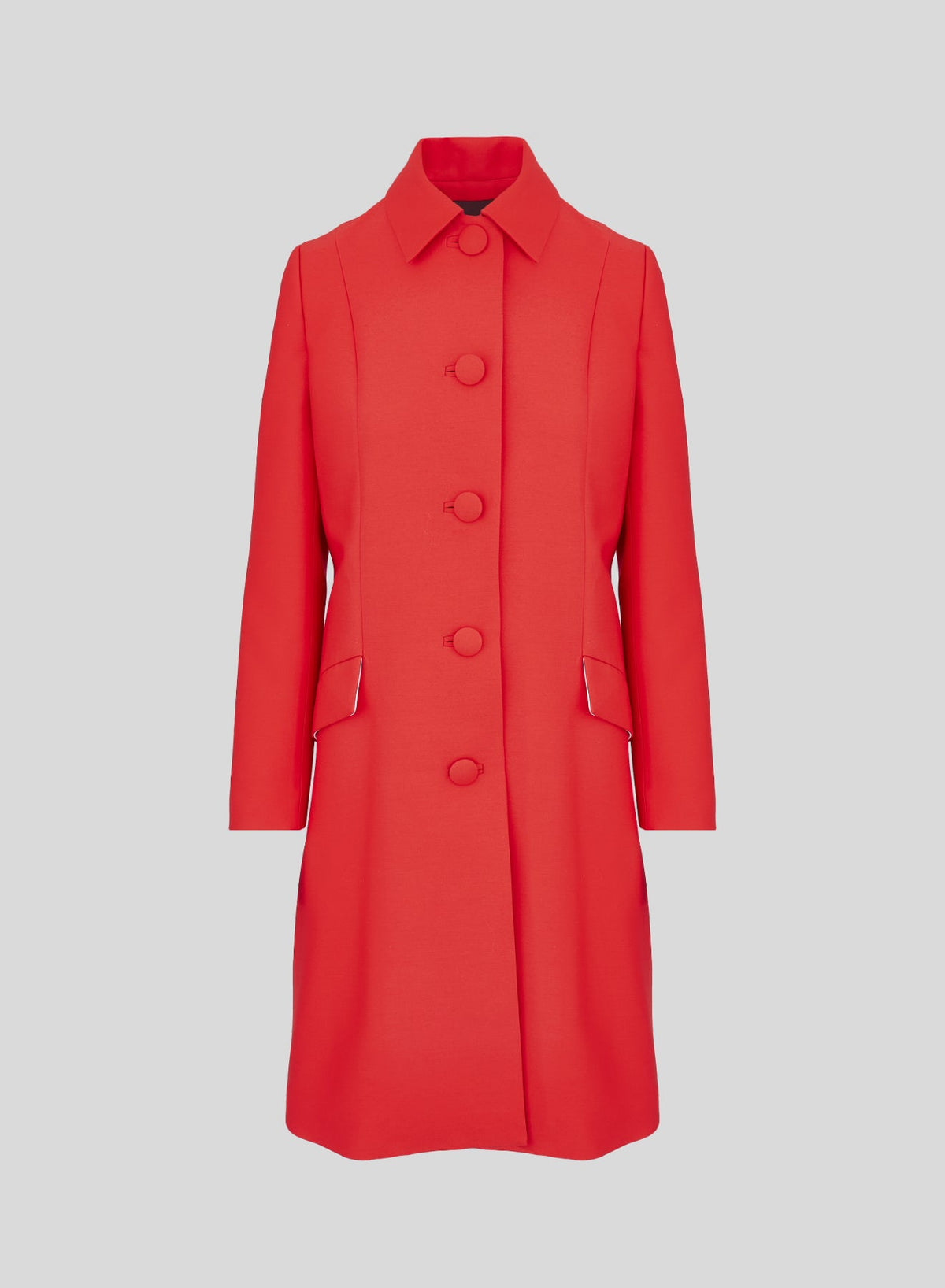 Single-Breasted Wool and Silk-Blend Coat in Red, primary view