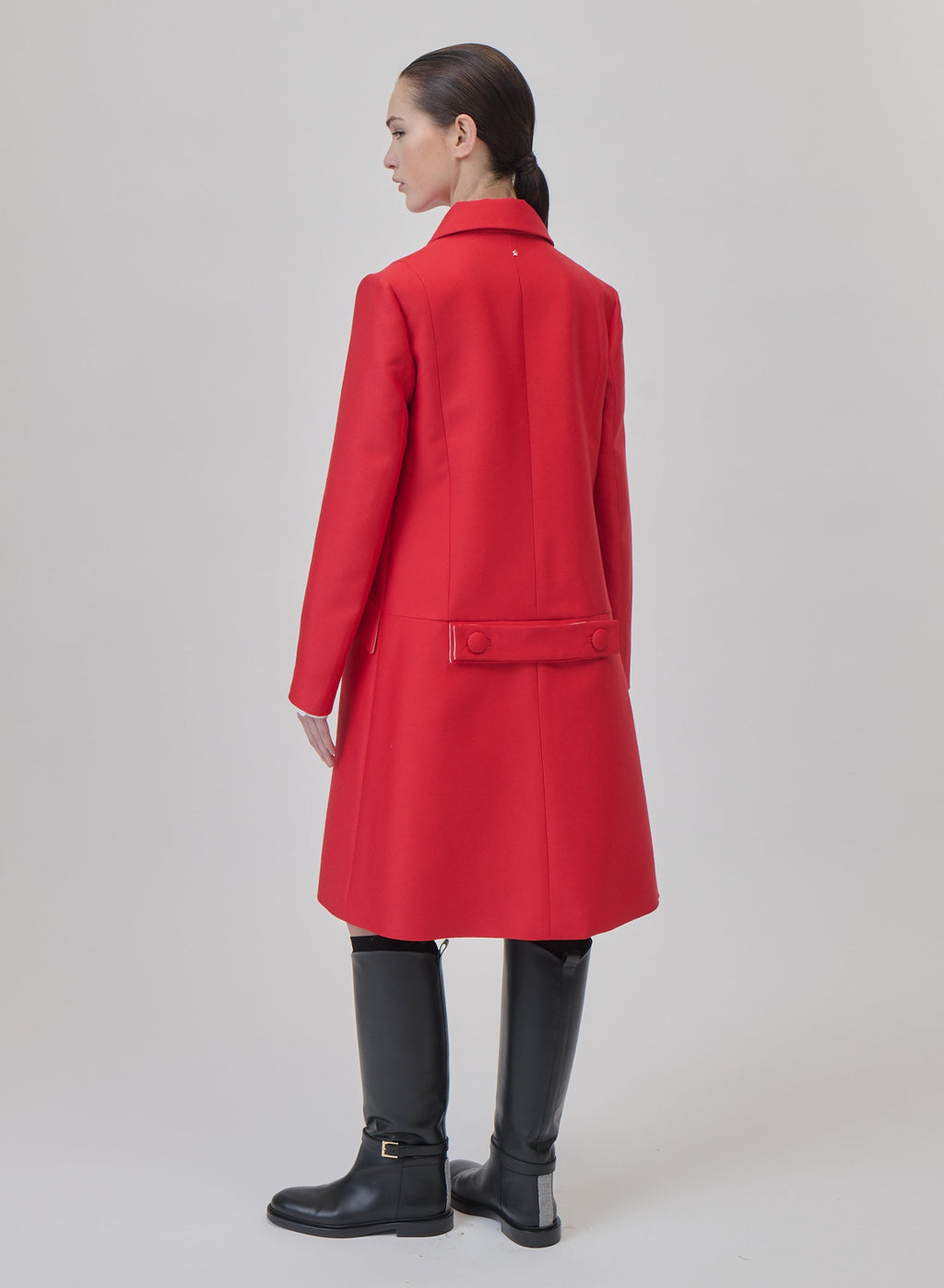 Single-Breasted Wool and Silk-Blend Coat in Red, view 4