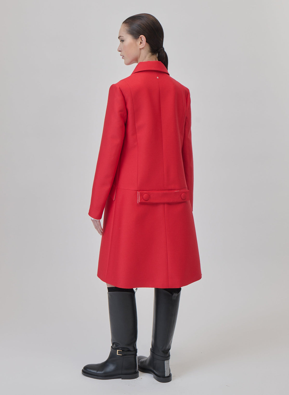 Single-Breasted Wool and Silk-Blend Coat in Red, view 4